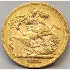 AUSTRALIA 1871 . ONE 1  SOVEREIGN . SYDNEY . GOLD
